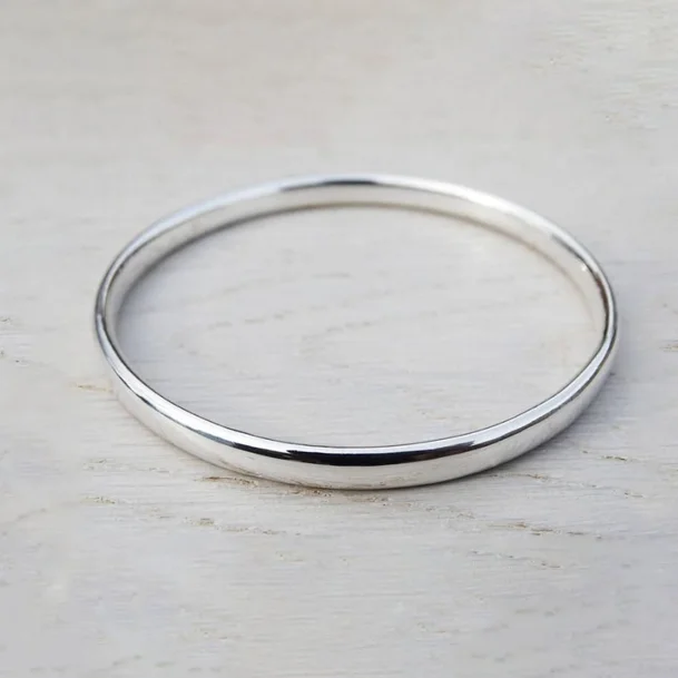 Fine Silver Kara Bangle D shape